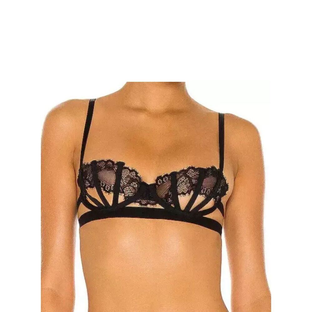 Thistle and Spire Woman's Sidney Open Cup Velvet Underwire Bra Black SZ 32DD